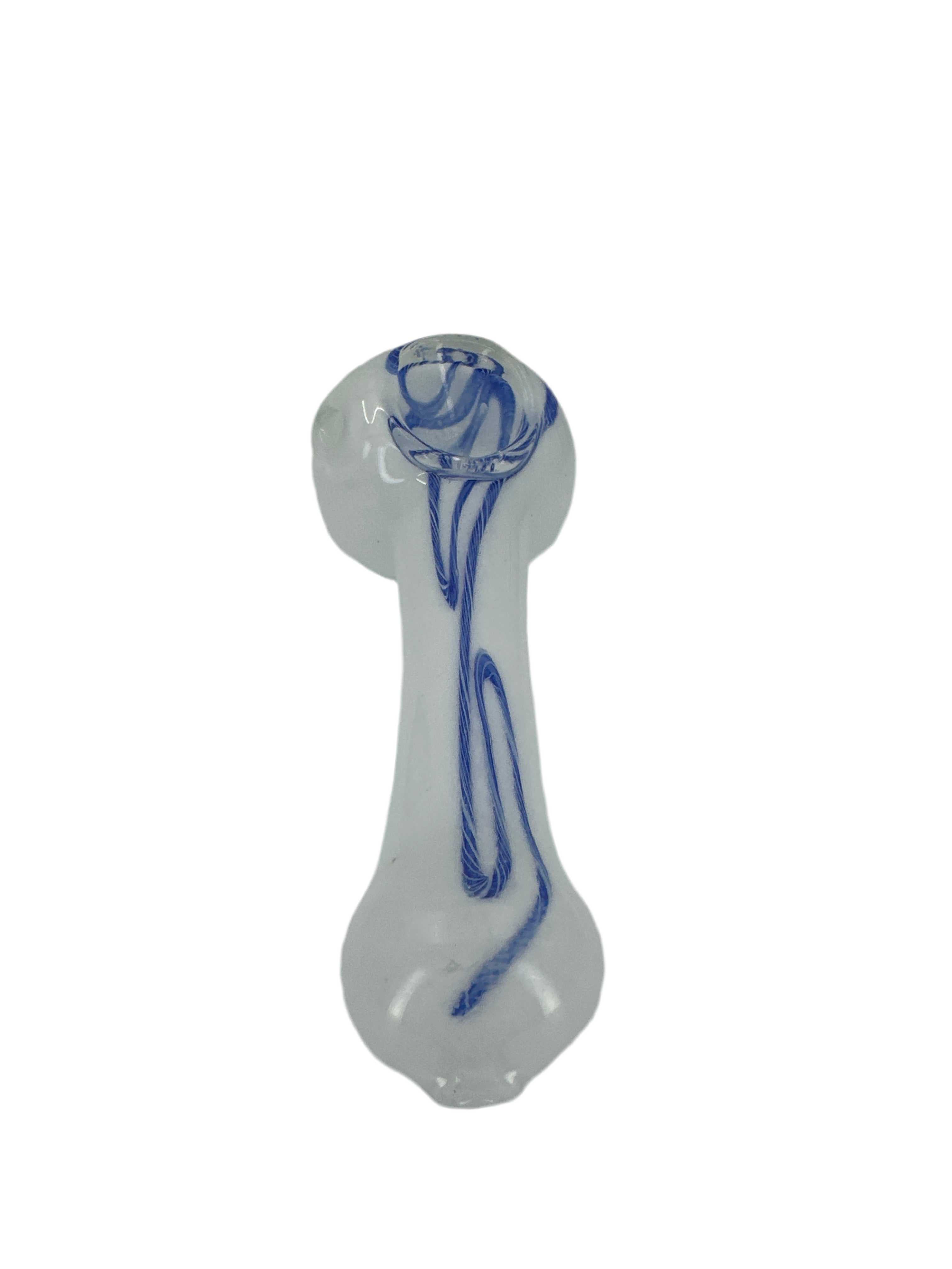 4 Inch Glass Spoon Pipe - Blue Loops