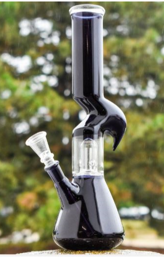 12 Inch Glass Bong - Black Sharkfin with Percolator