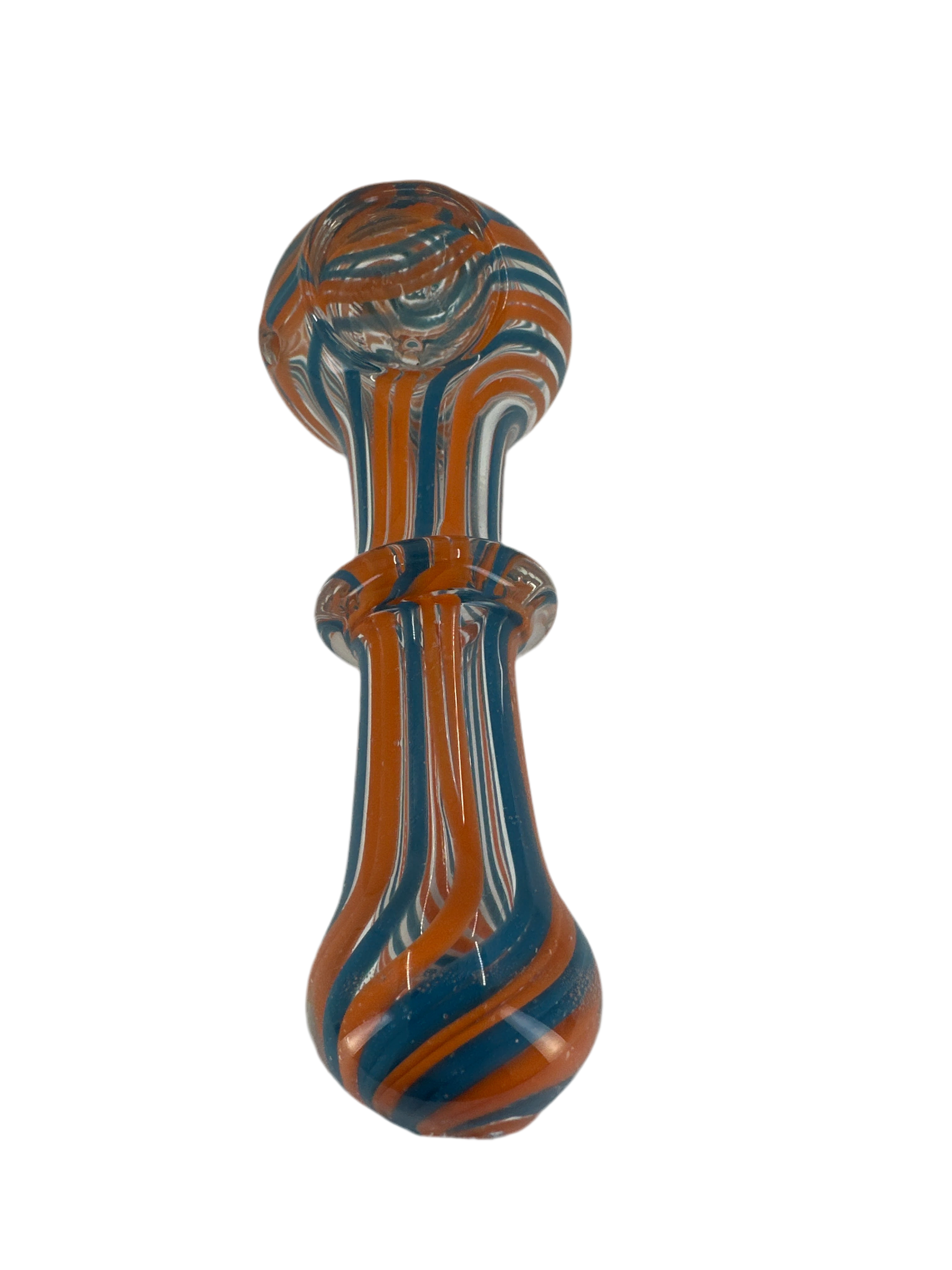 4 Inch Glass Pipe -  Orange and Blue Swirls