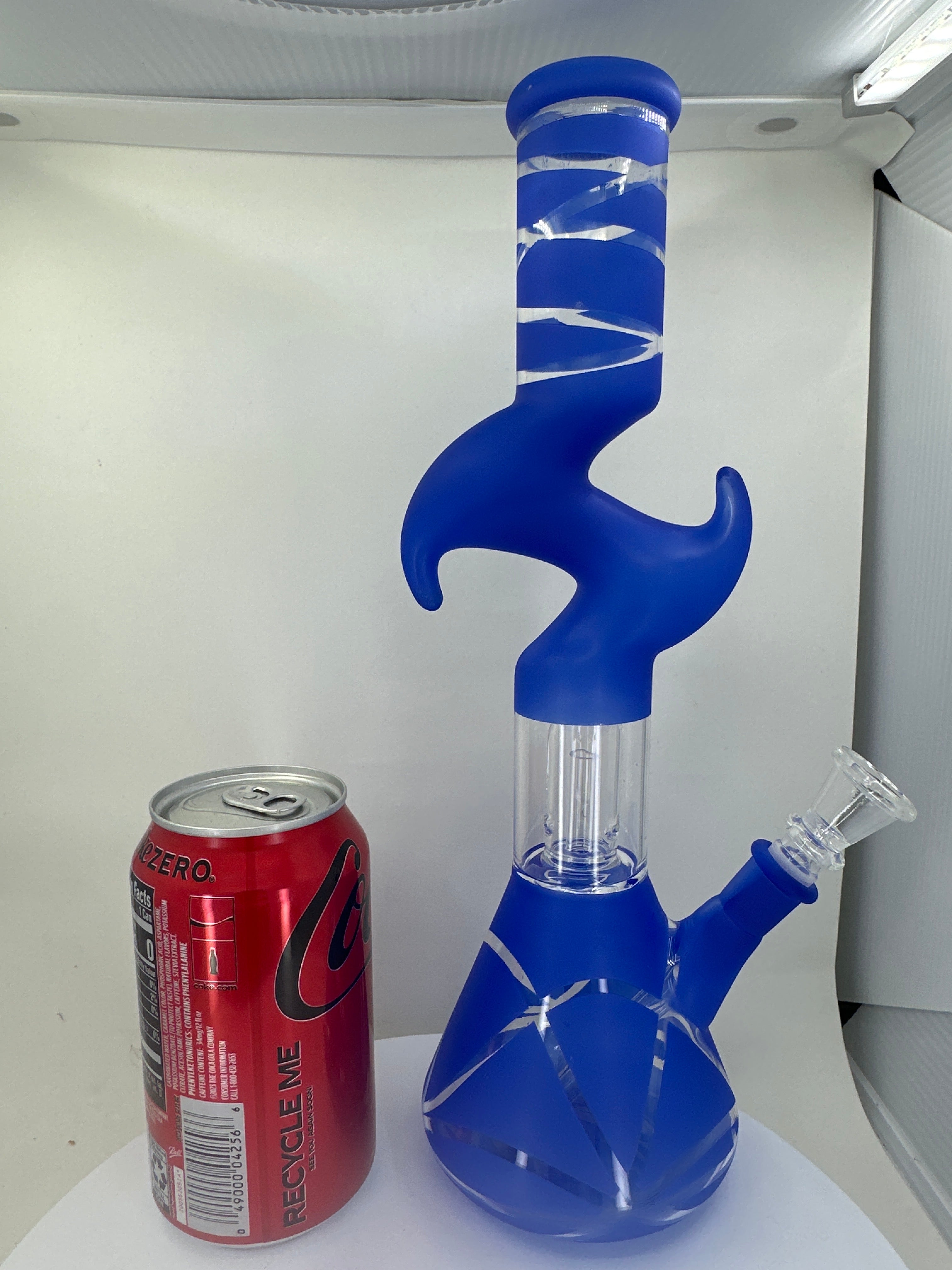 12 Inch Glass Bong - Blue Novelty Neck with Percolator