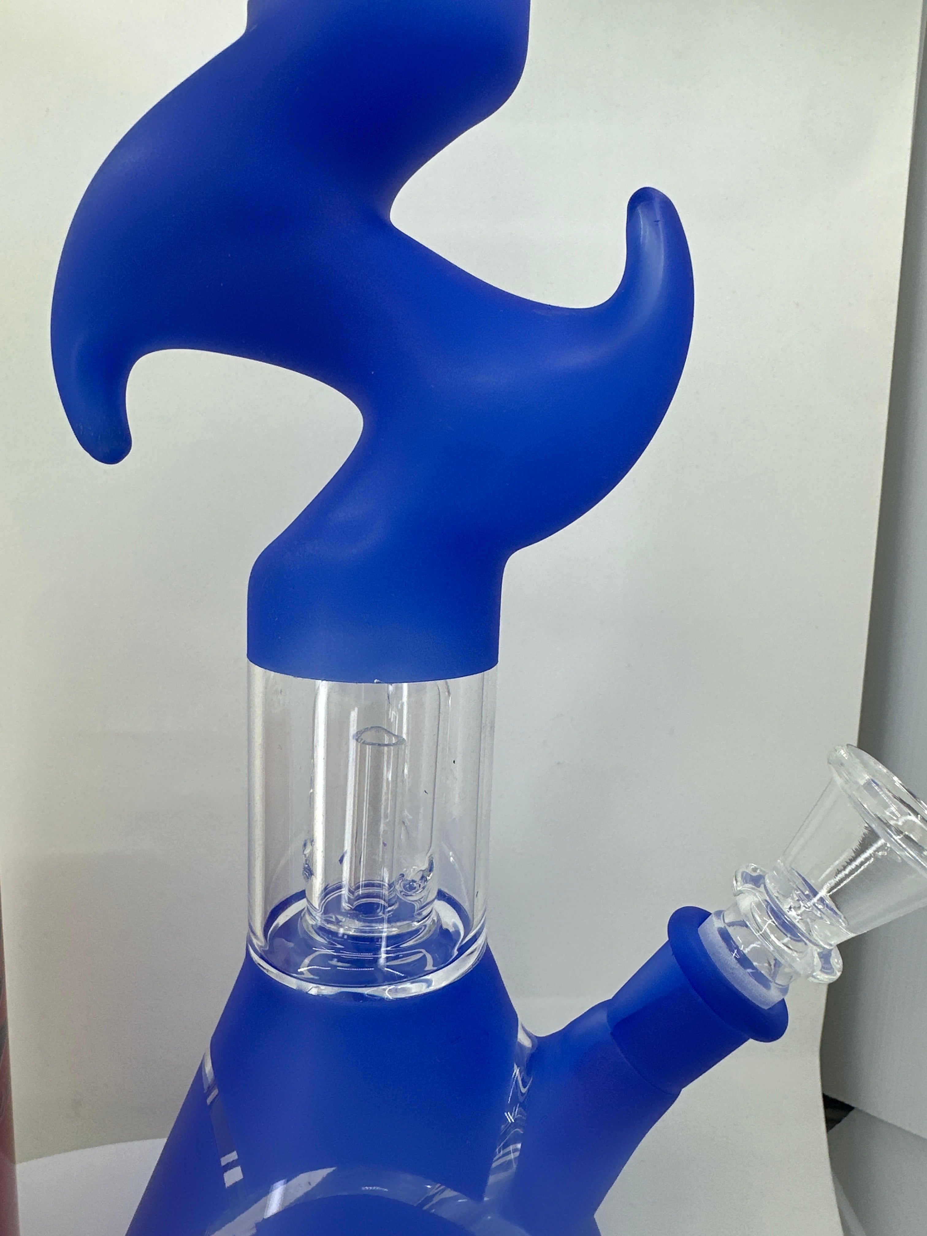 12 Inch Glass Bong - Blue Novelty Neck with Percolator