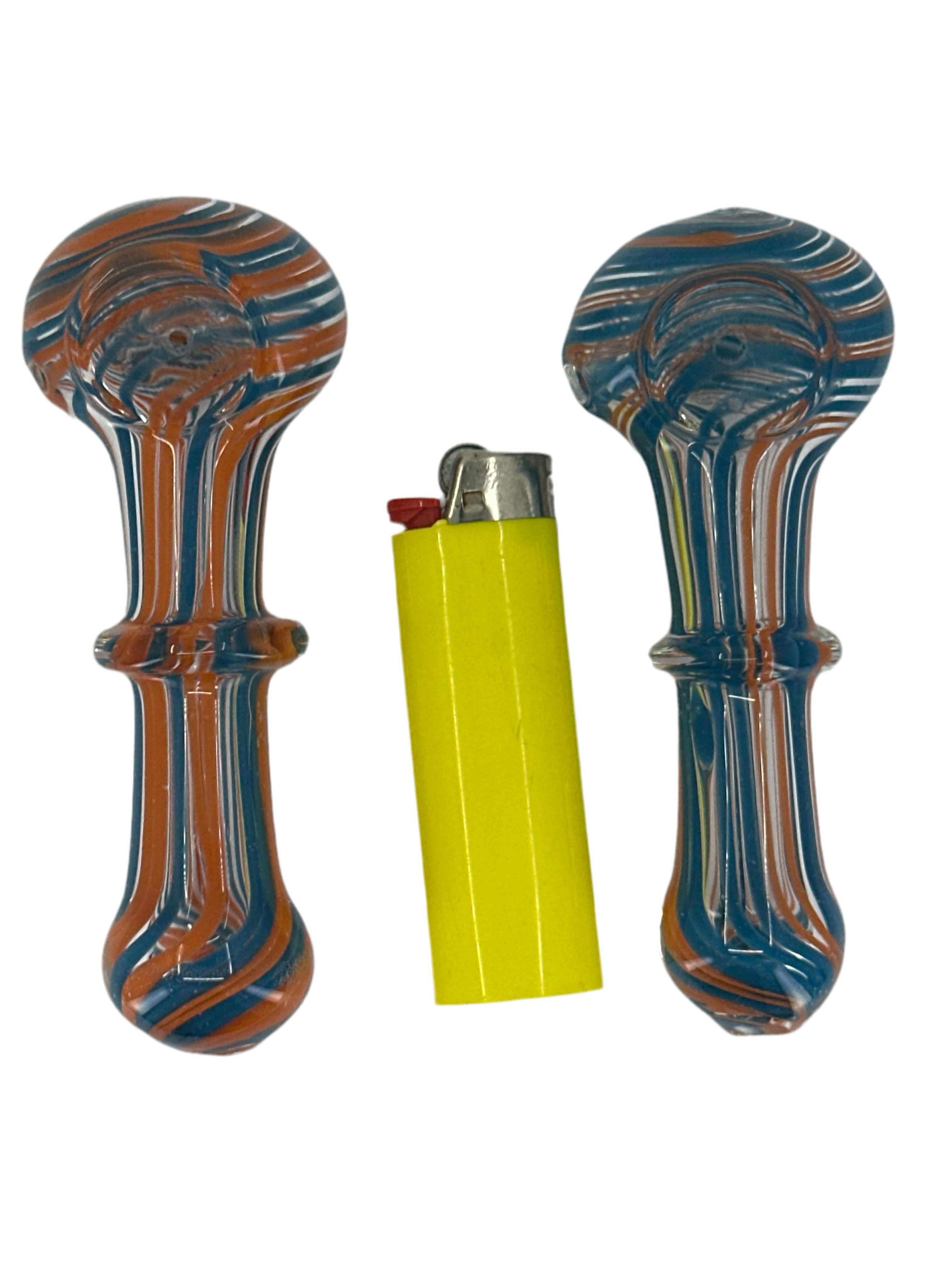 4 Inch Glass Pipe -  Orange and Blue Swirls