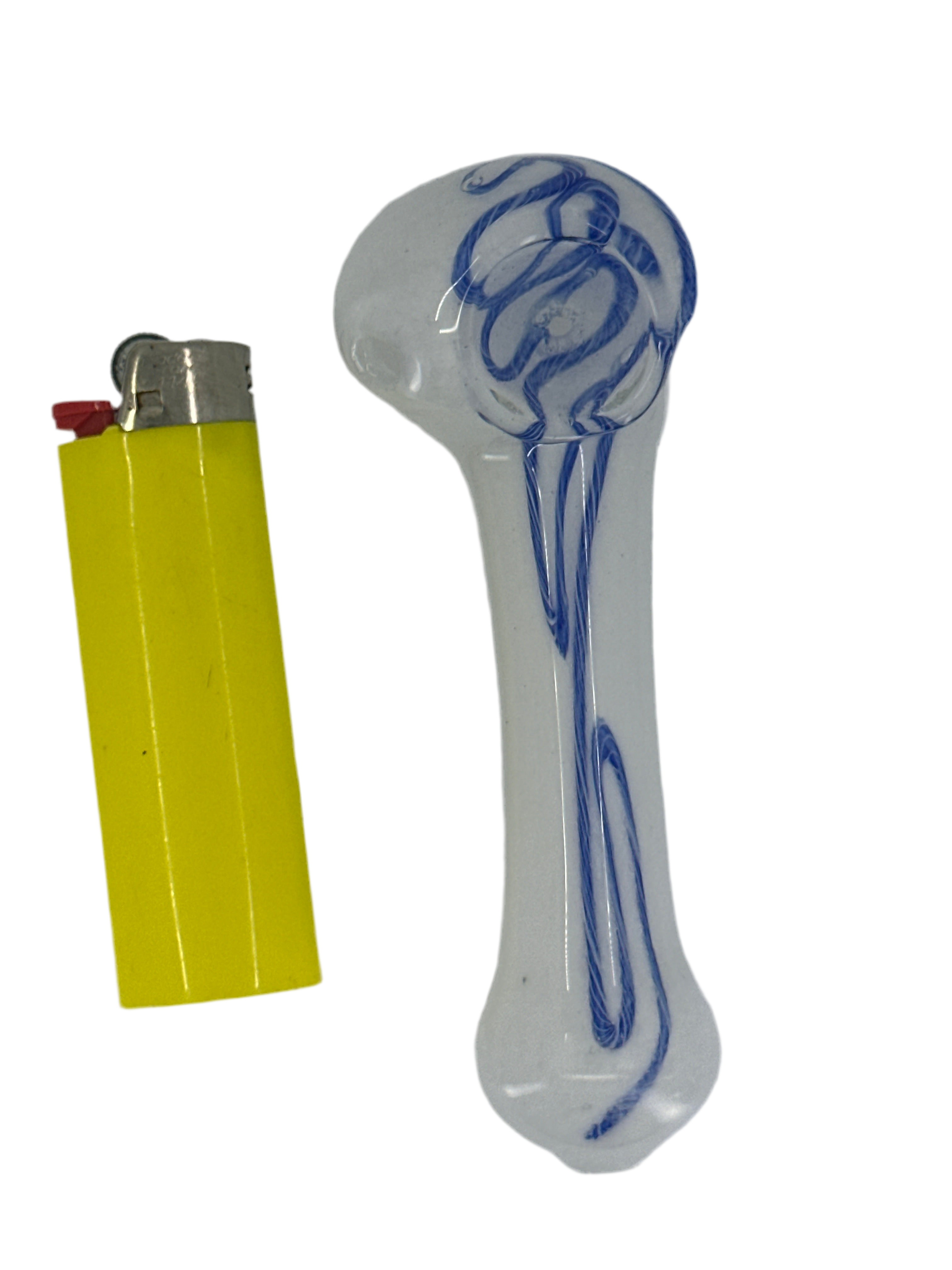 4 Inch Glass Spoon Pipe - Blue Loops