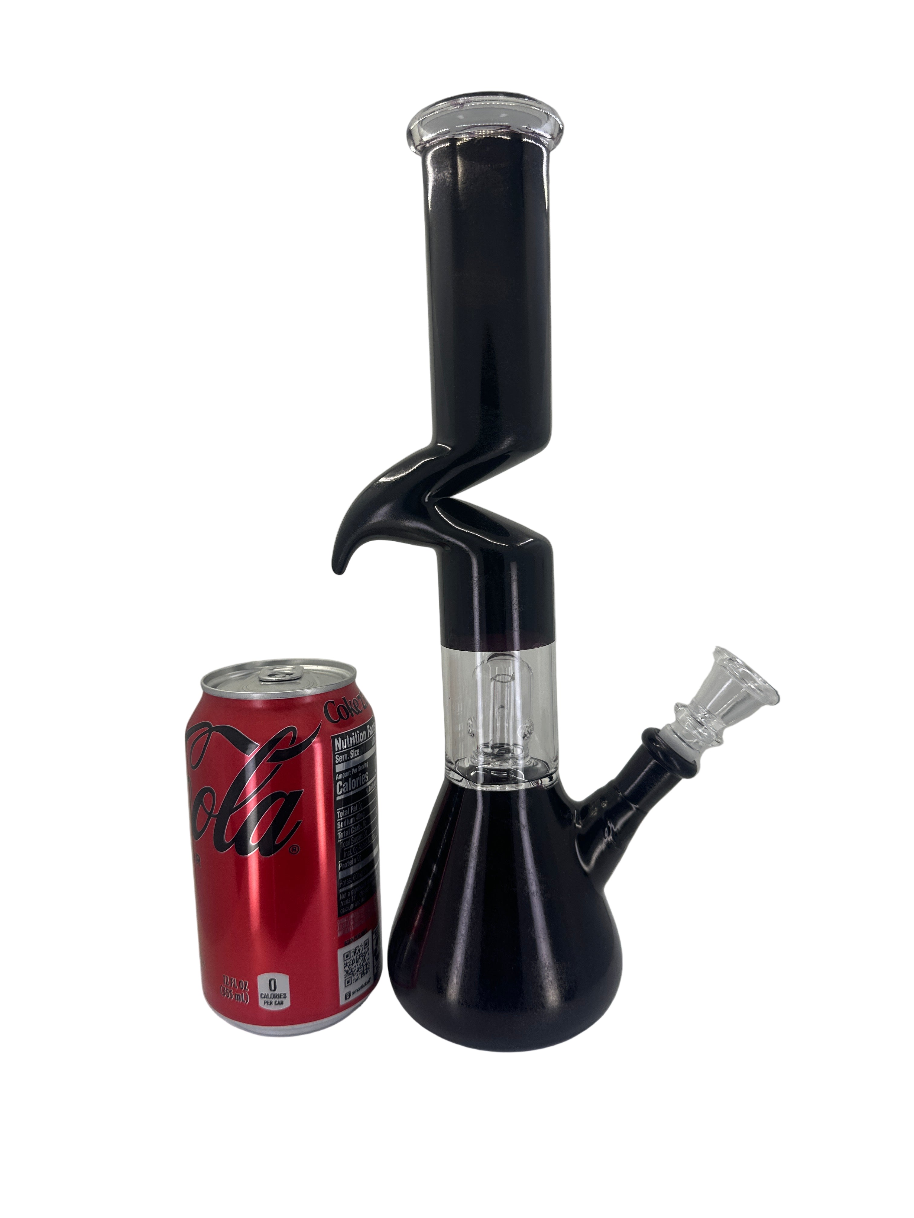 12 Inch Glass Bong - Black Sharkfin with Percolator