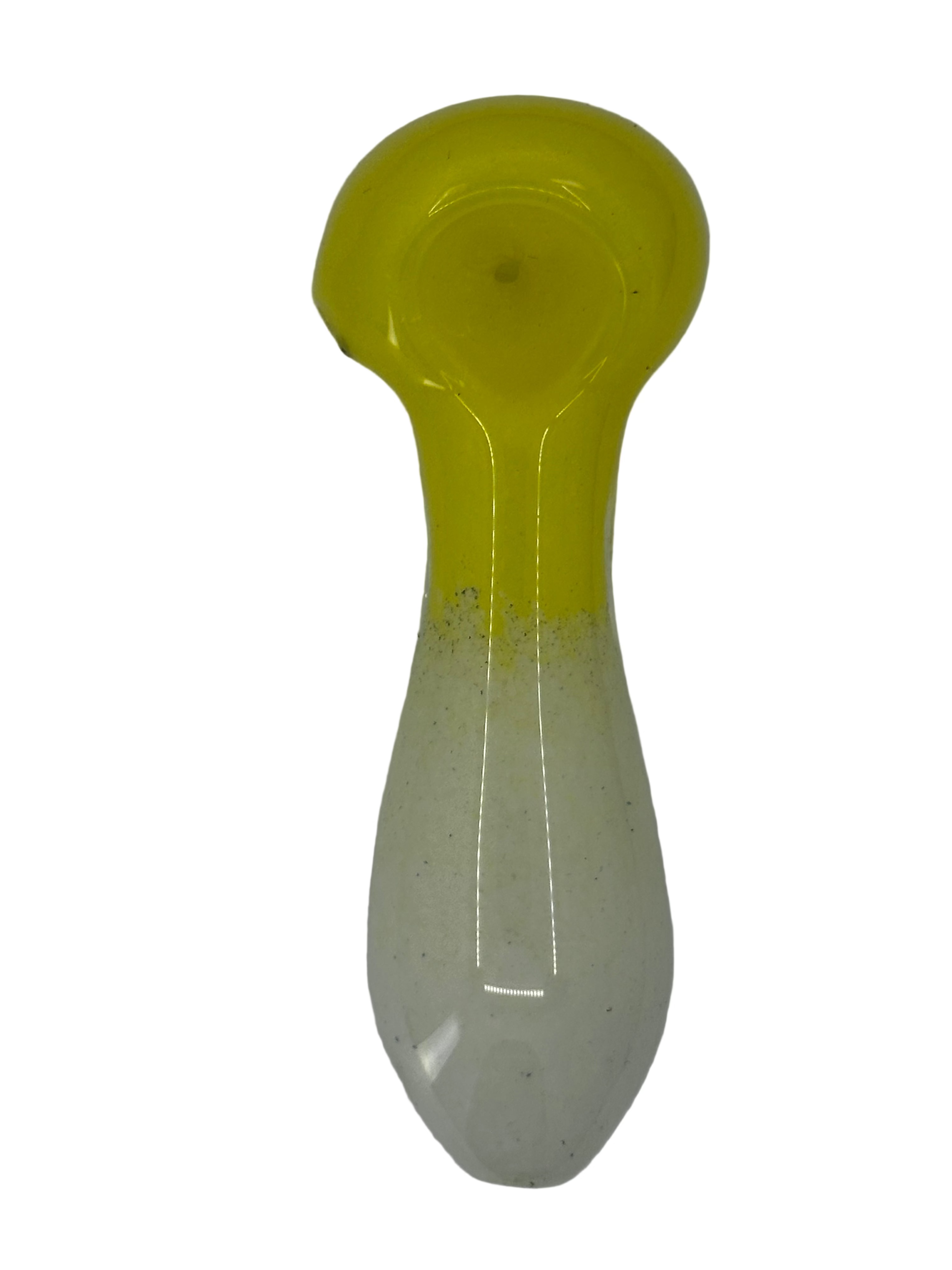 Yellow and clear glass pipe on a white background
