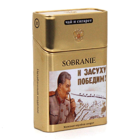 Joint cigarette case with soviet-style cigarette box.
