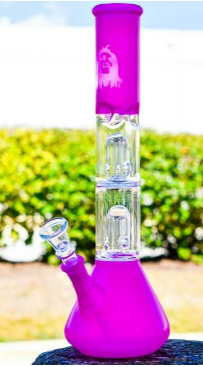 12 Inch Glass Bong - Pink with Percolator