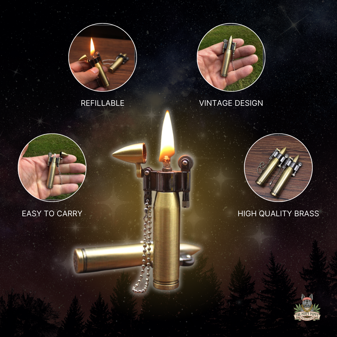 Brass Bullet Keychain Lighter | Vintage Bronson Steampunk Kerosene Copper Lighter