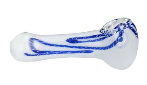 4 Inch Glass Spoon Pipe - Blue Loops