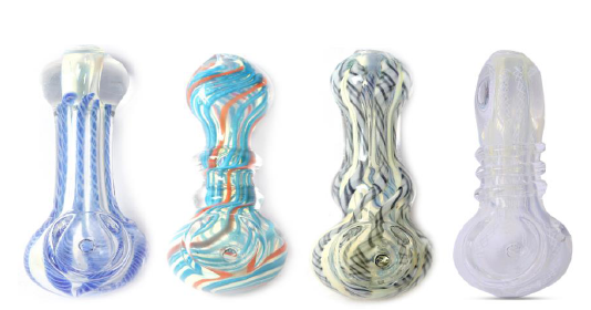 3 Inch Glass Spoon Pipe - with cooling lugs