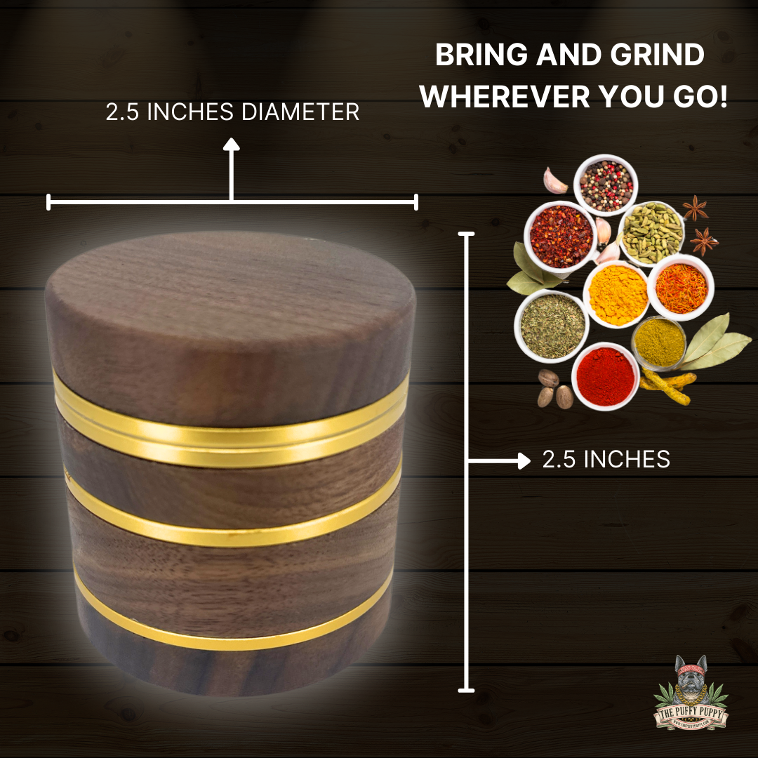 4 piece walnut gold grinder size and dimension