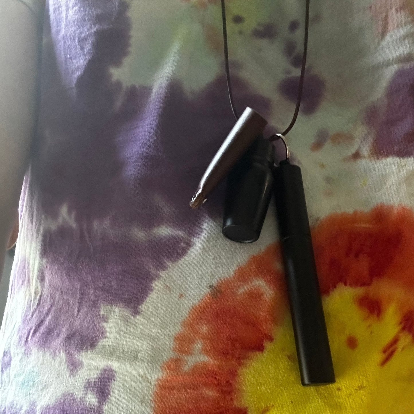 Custom wooden one hitter dugout, chillum, festival special stash jar and leather neck pouch set.