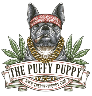 The Puffy Puppy logo print.