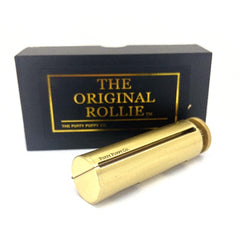 A gold rolling machine with a black package box.