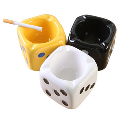 Square dice ashtray with yellow white and black variation