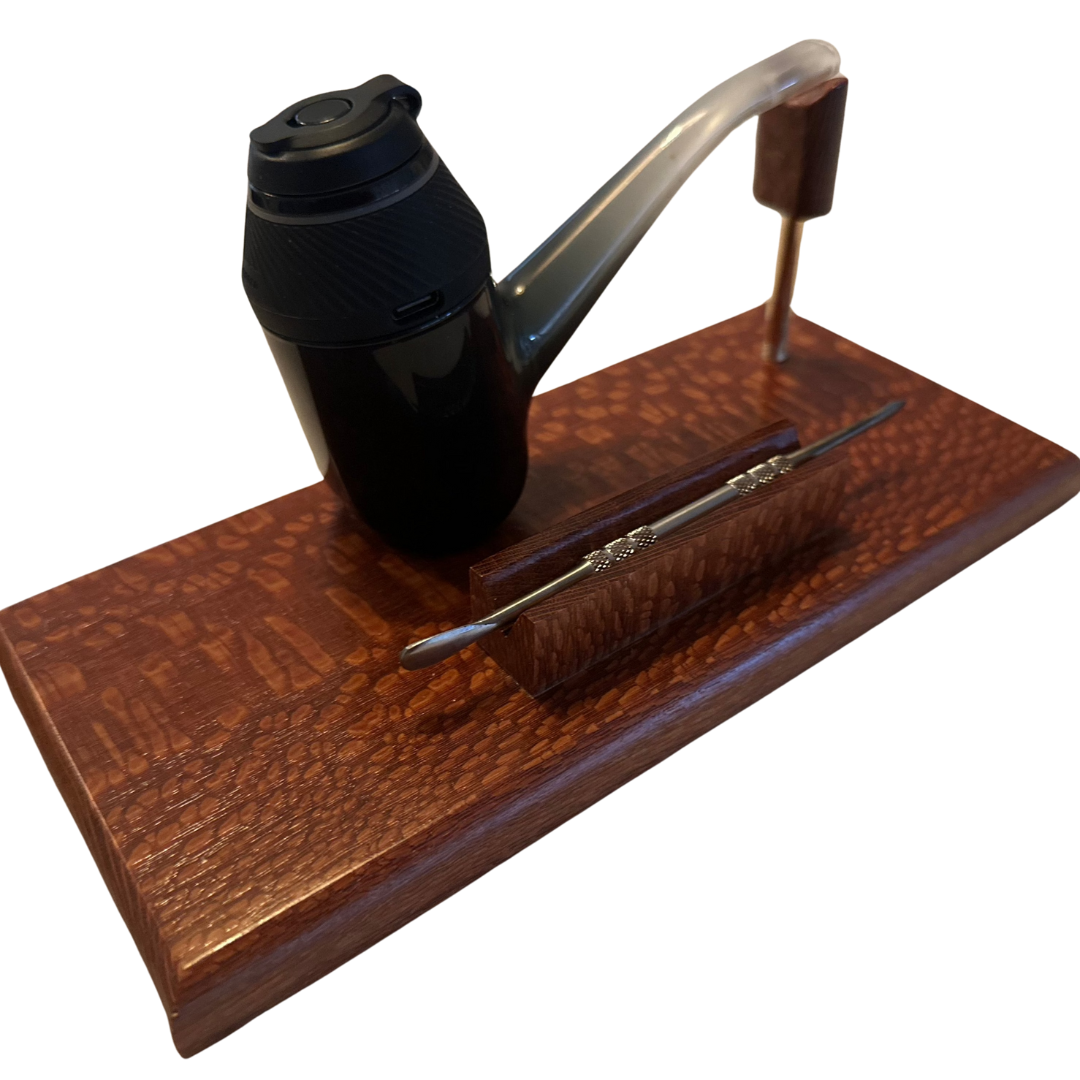 Wooden dab holder stand and pipe holder