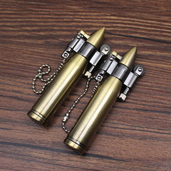 Two brass bullet shaped kerosene steampunk lighters.