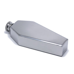 Silver stainless steel whiskey coffin flask.