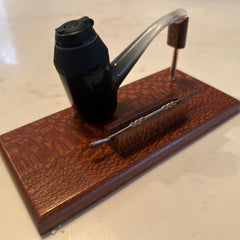Wooden dab holder stand and pipe holder.